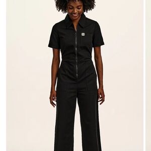 Lucy and Yak Ragan - Cotton Jumpsuit in Black